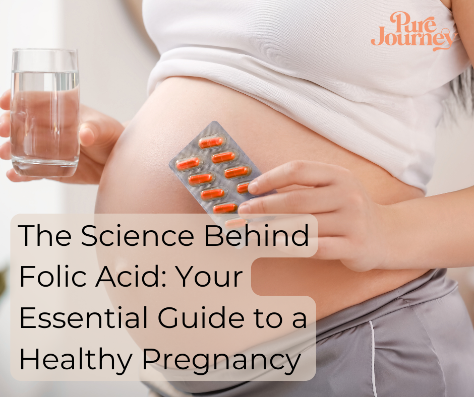 Pregnant woman holding supplements and glass of water
