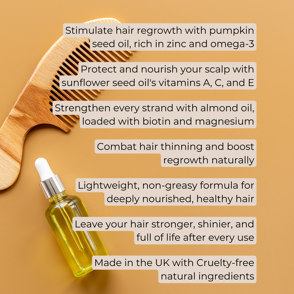 Postpartum hair oil benefits - clinically tested, cruelty free, scalp repair formula made in UK
