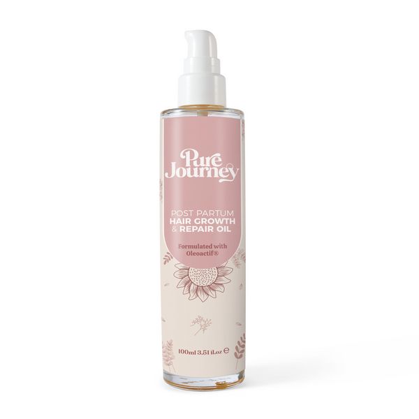 Pure Journey Post Partum Hair Growth and Repair Oil 100ml bottle - natural hair loss treatment for new mums